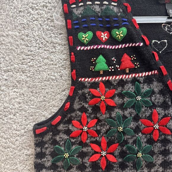 Vintage Segue Sweater Vest Womens Large Ugly Christmas 3D All Over Art To Wear - Picture 8 of 14